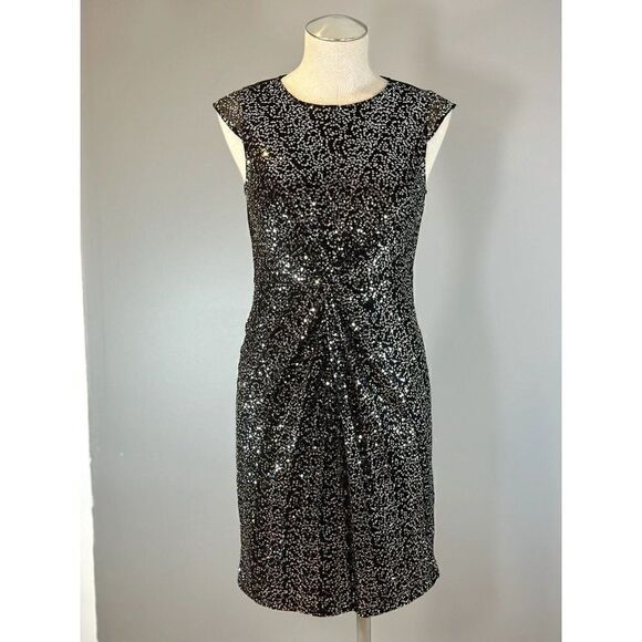 Vince Camuto Sequin Cocktail Dress in Black Size 4 - Picture 1 of 7